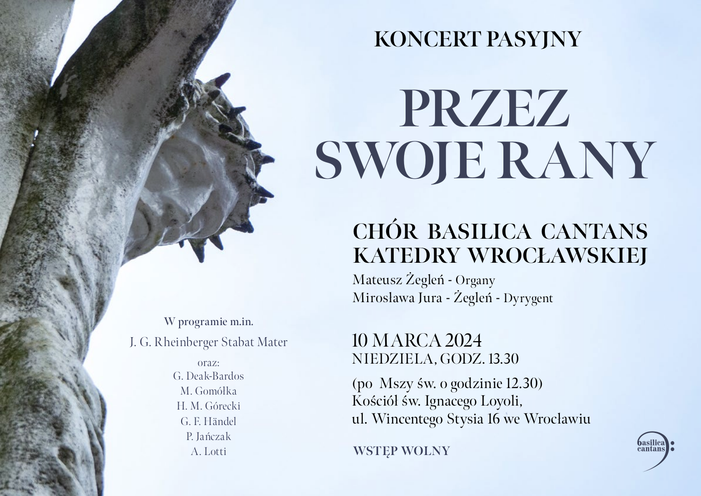 Read more about the article [2024-03-10] Koncert pasyjny “Przez swoje rany” (kościół św. Ignacego Loyoli)